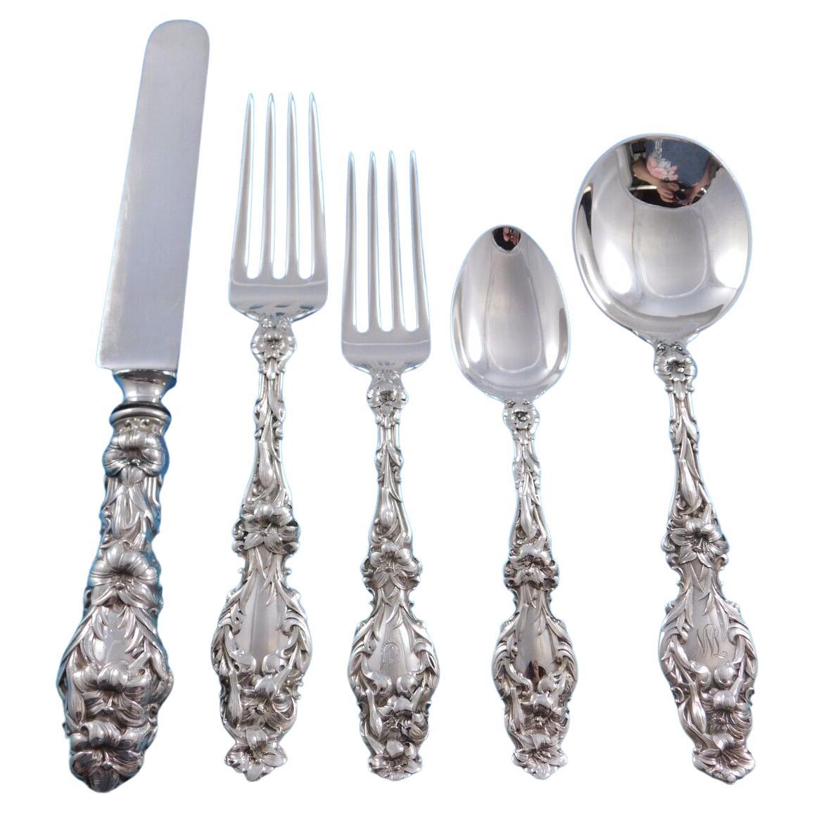 Lily by Whiting Sterling Silver Flatware Set for 12 Service 64 Pieces Dinner For Sale