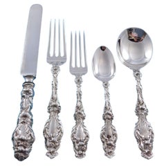Vintage Lily by Whiting Sterling Silver Flatware Set for 12 Service 64 Pieces Dinner
