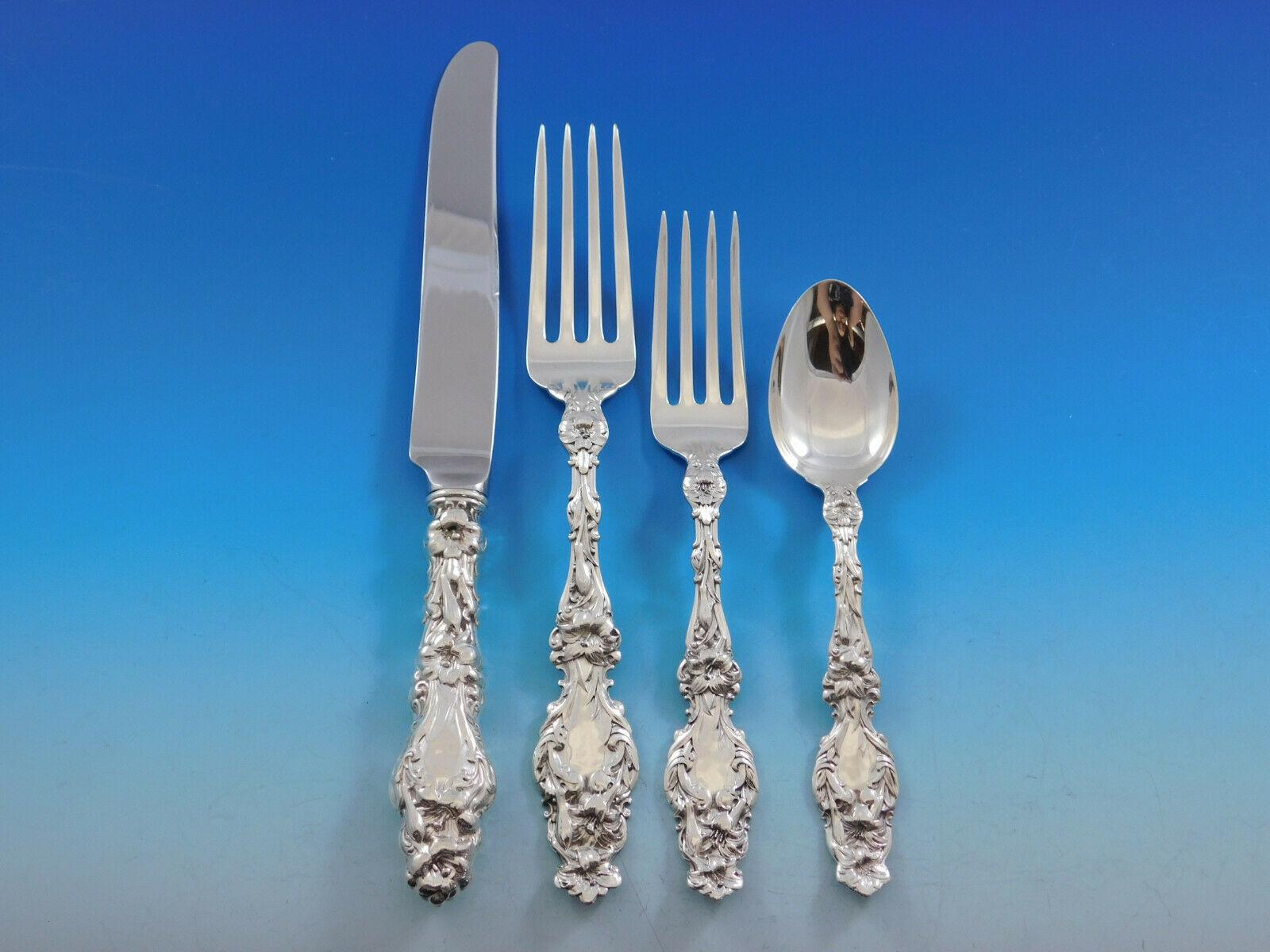 Lily by Whiting Sterling Silver Flatware Set for 8 Dinner Service 72 Pcs In Excellent Condition In Big Bend, WI