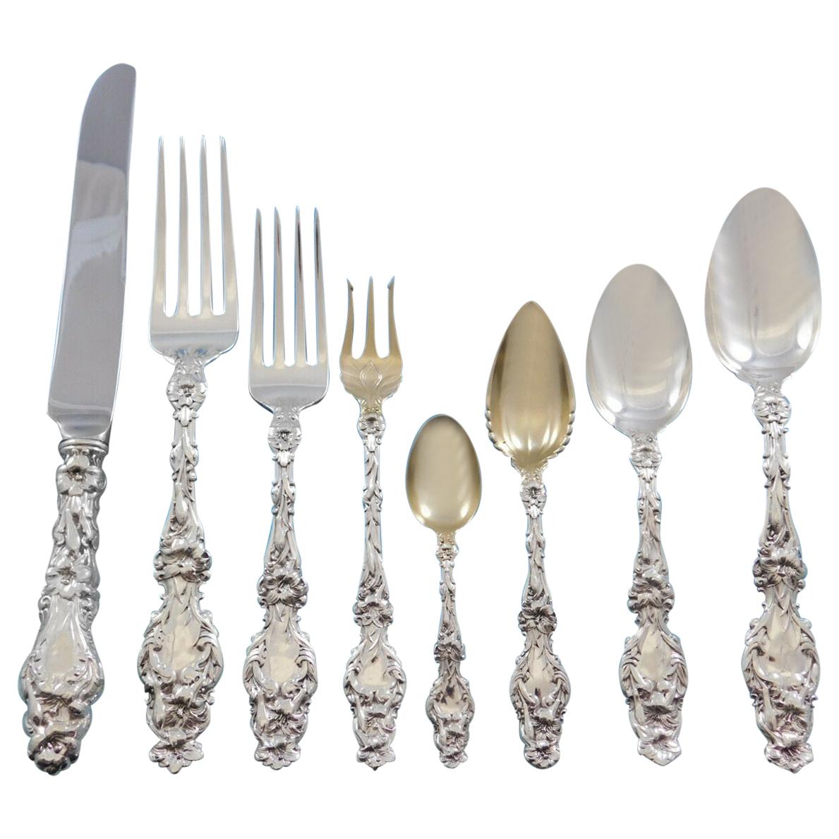 Lily by Whiting Sterling Silver Flatware Set for 8 Dinner Service 72 Pcs
