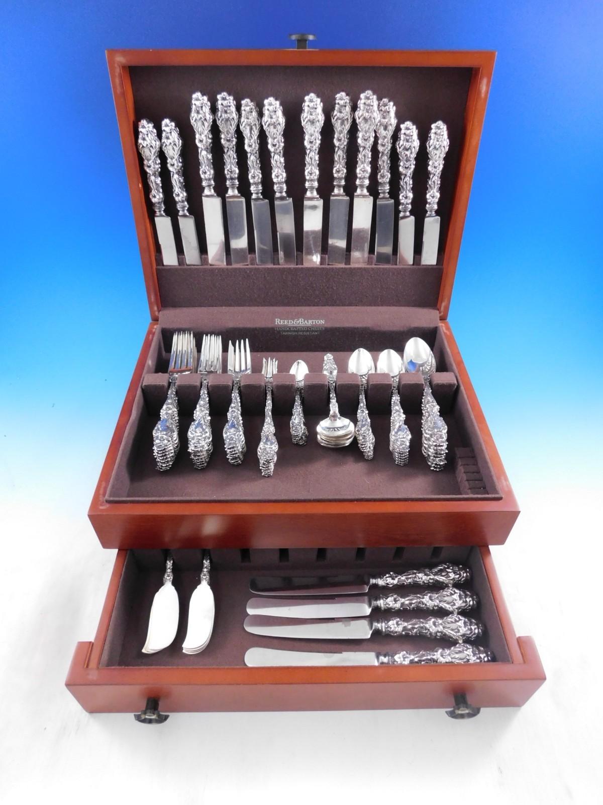 Lily by Whiting Set di posate in argento sterling per 8 persone Servizio di 96 pezzi Cena Antica in vendita 3