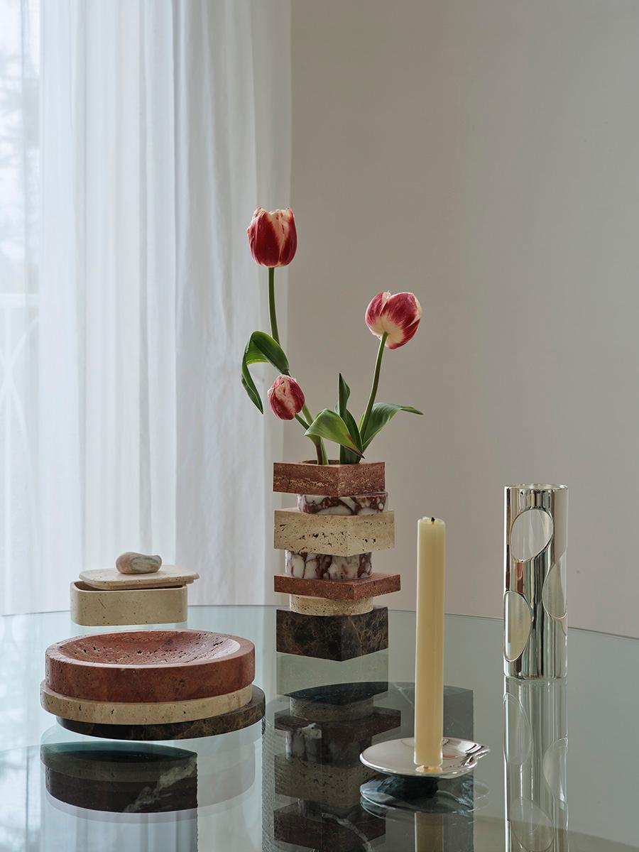 Moderno Portacandele Lily Silver di Greg Natale in vendita