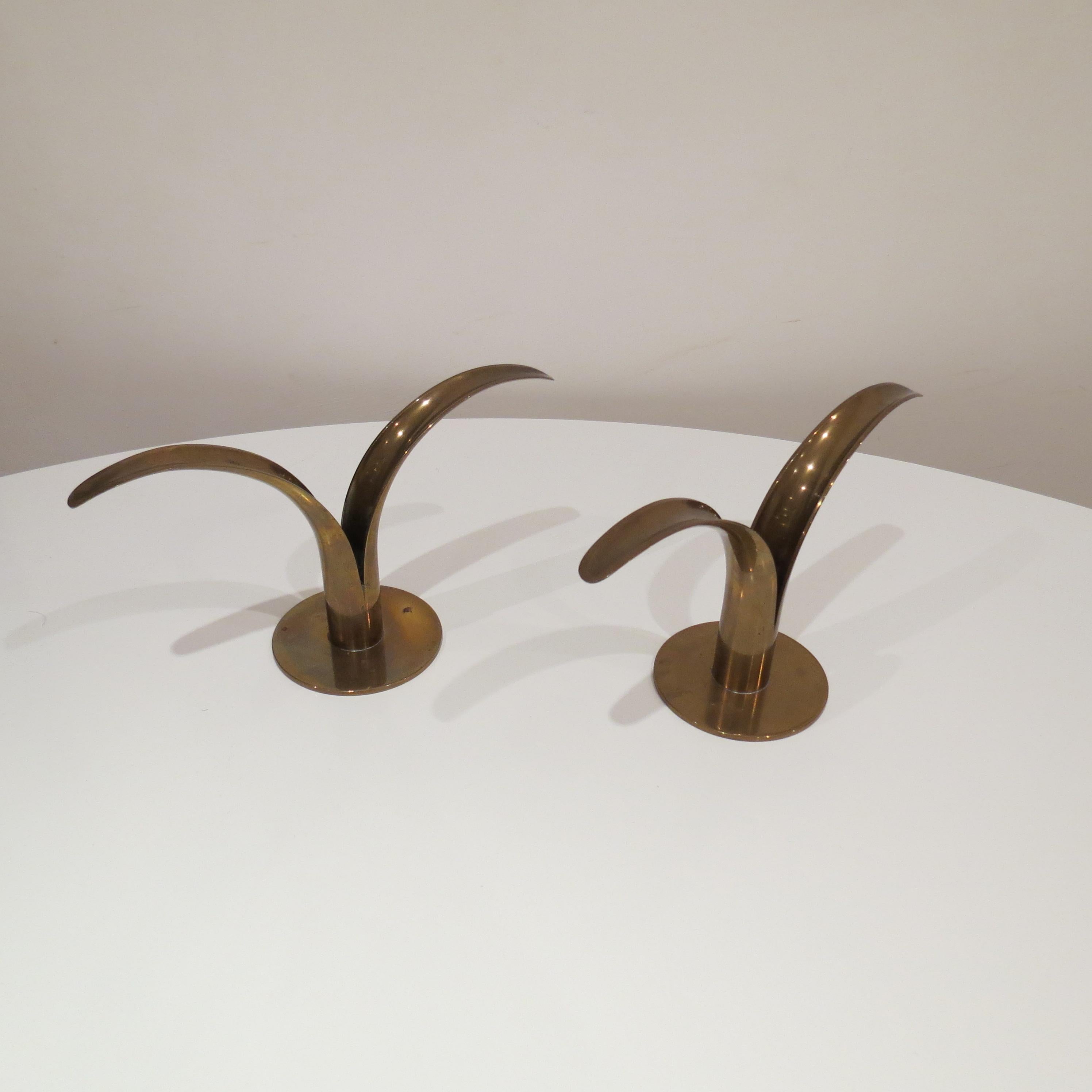 Mid-Century Modern Lily Candleholders by Ivar Alenius Bjork for Ystad-Metall, 1960s, Set of 2