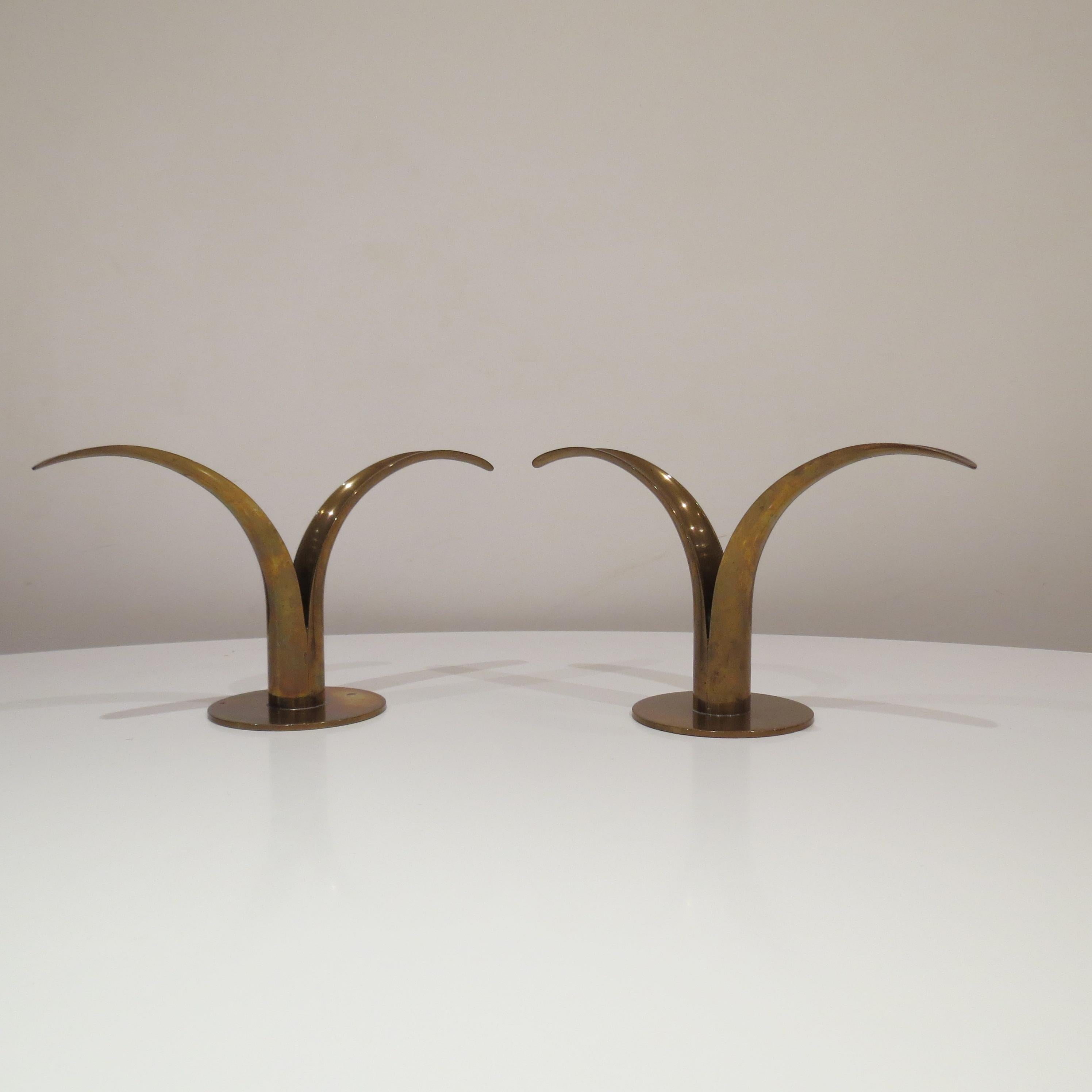 Swedish Lily Candleholders by Ivar Alenius Bjork for Ystad-Metall, 1960s, Set of 2
