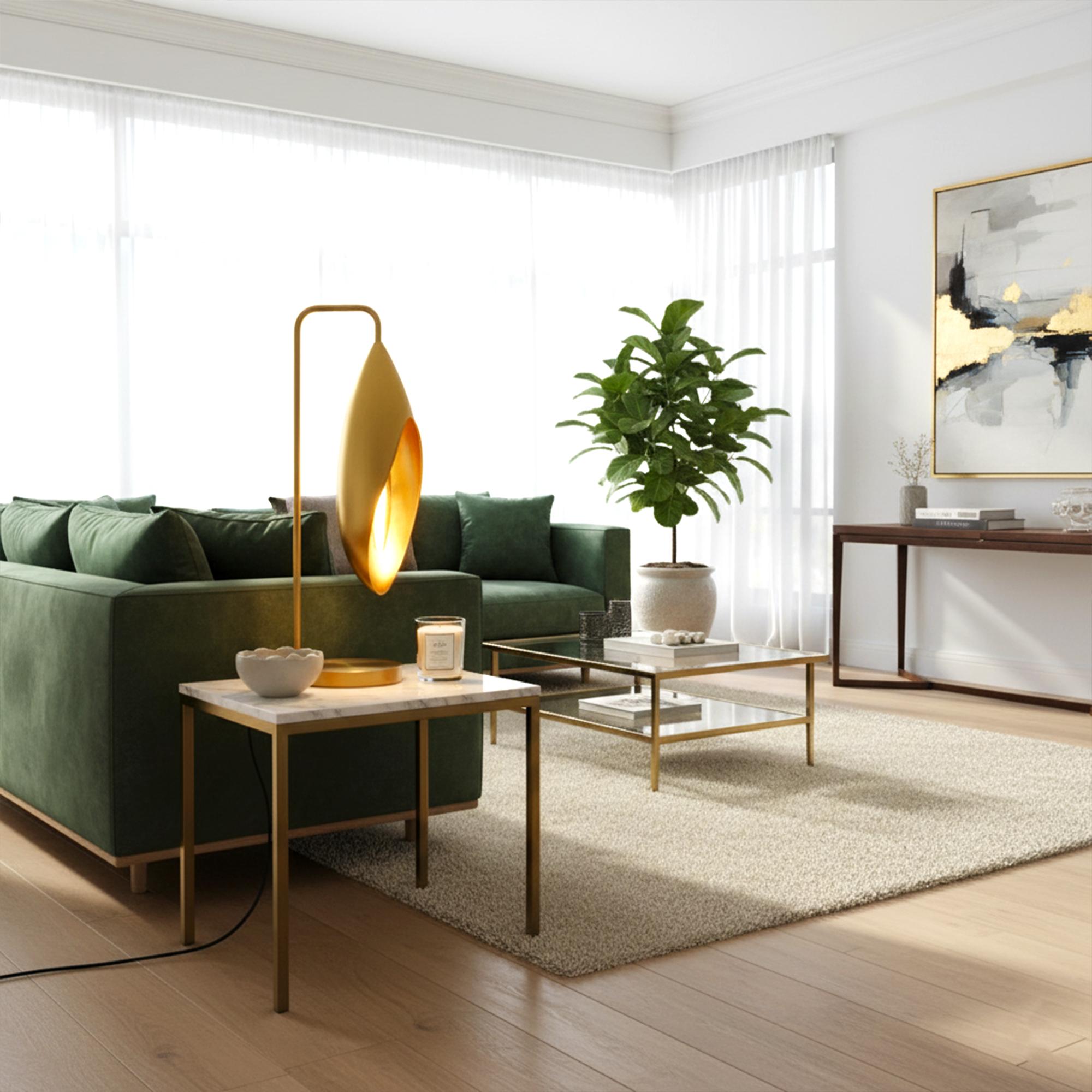 Américain Lampe à poser Lily - Elegance des fleurs en laiton et cristal en vente