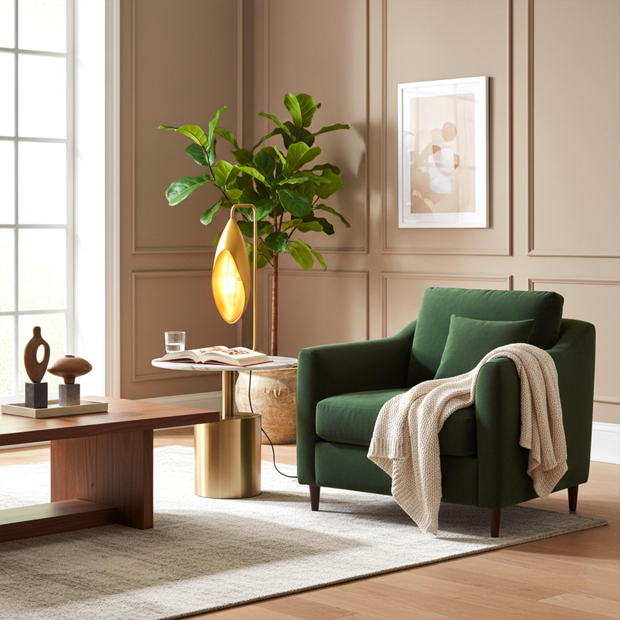 Laiton Lampe à poser Lily - Elegance des fleurs en laiton et cristal en vente