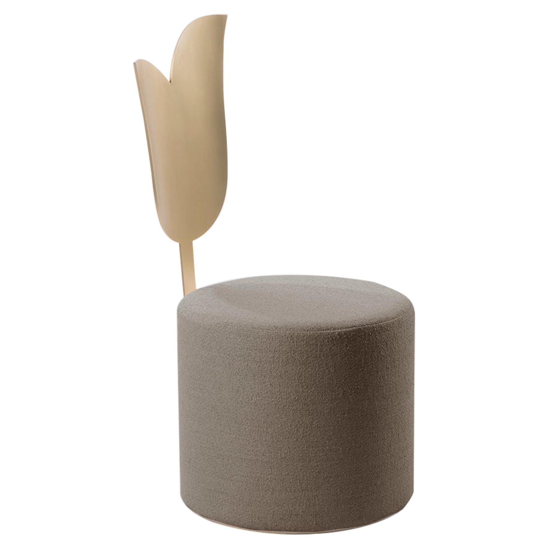 Pouf contemporaneo Lily in metallo e tessuto in vendita