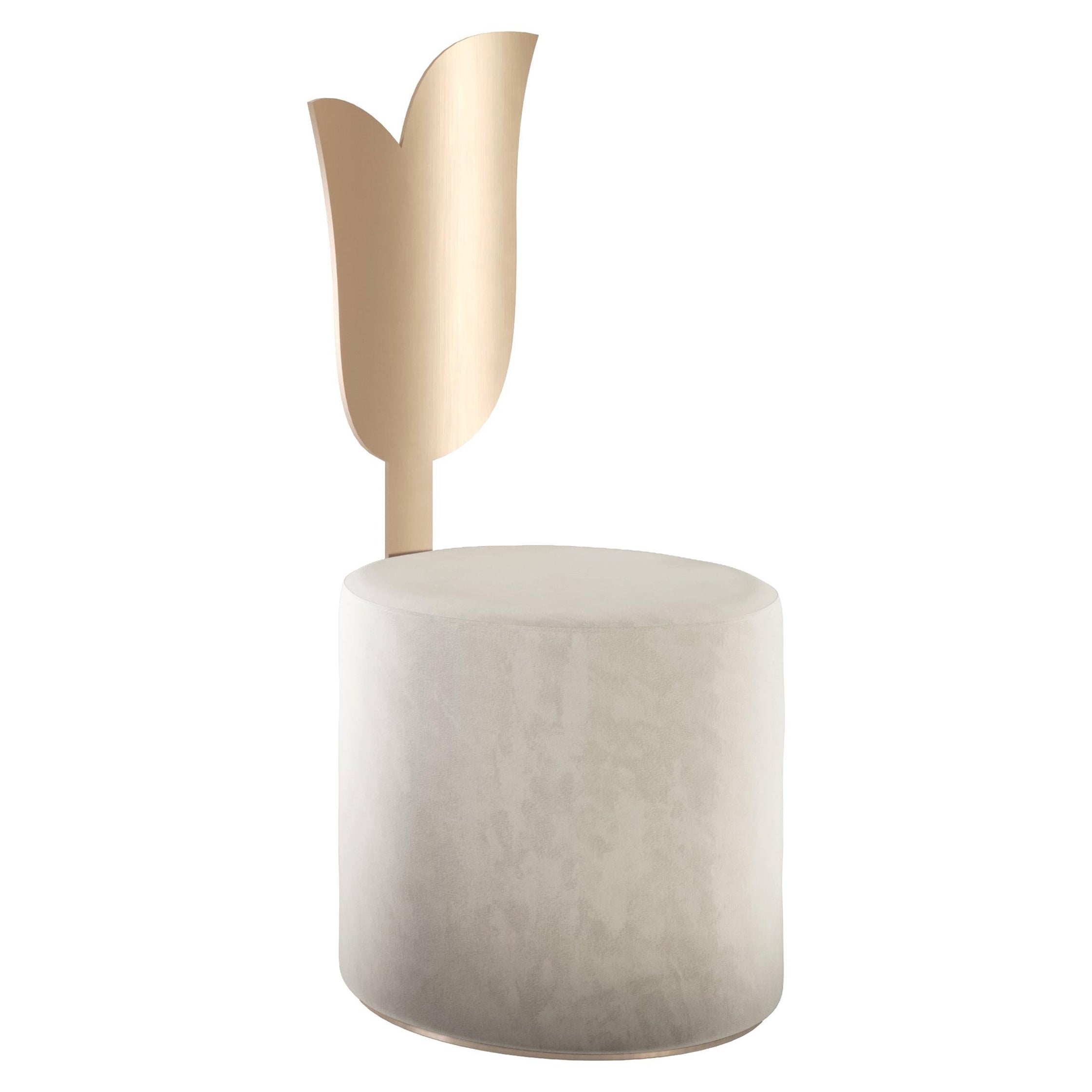Pouf contemporain Lily en métal et tissu