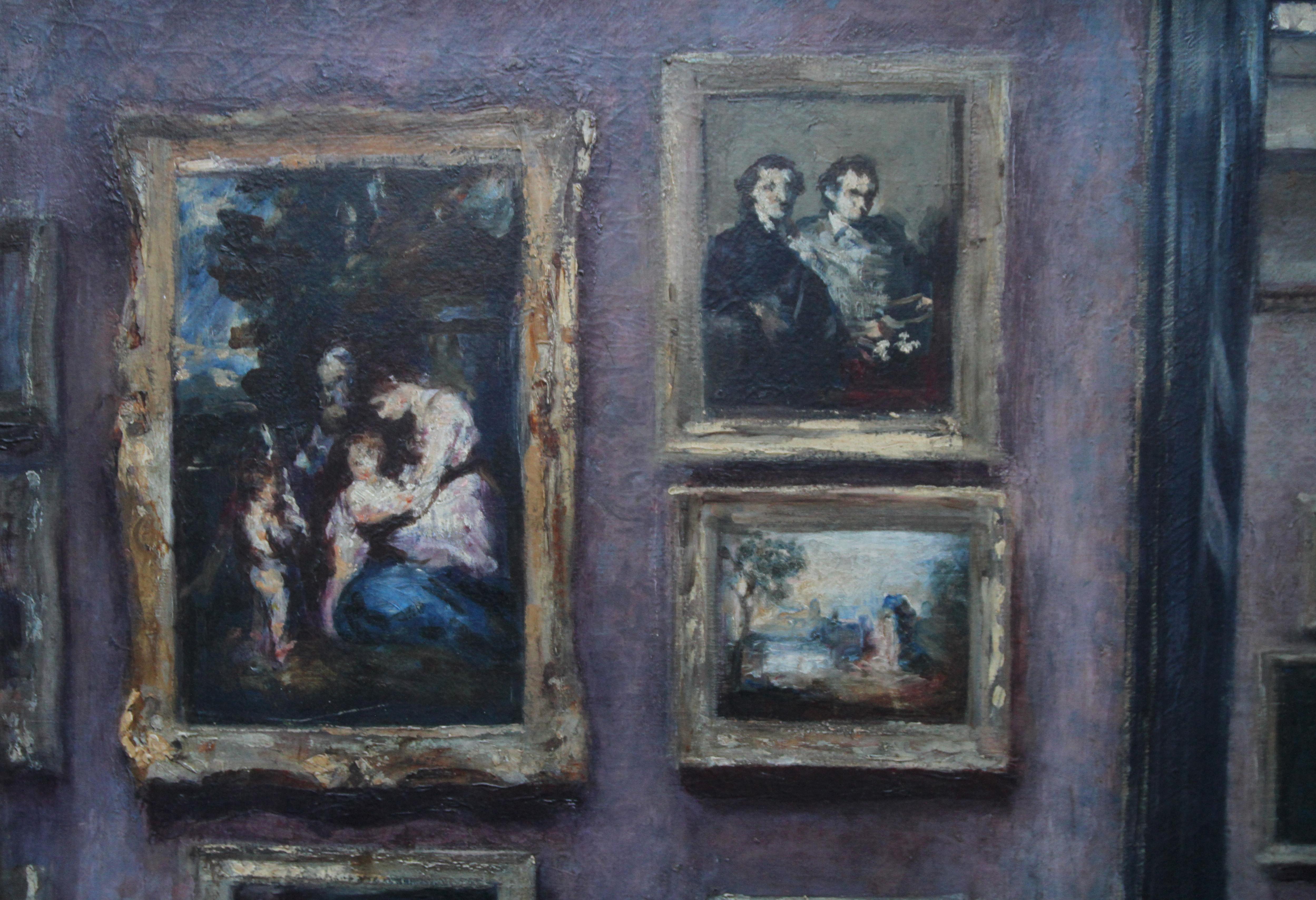The National Gallery - British 20s exhib art interior oil painting female artist - Impressionist Painting by Lily Delissa Joseph