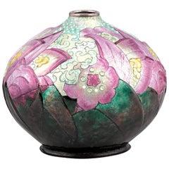 Lily Enamel Vase by Camille Fauré