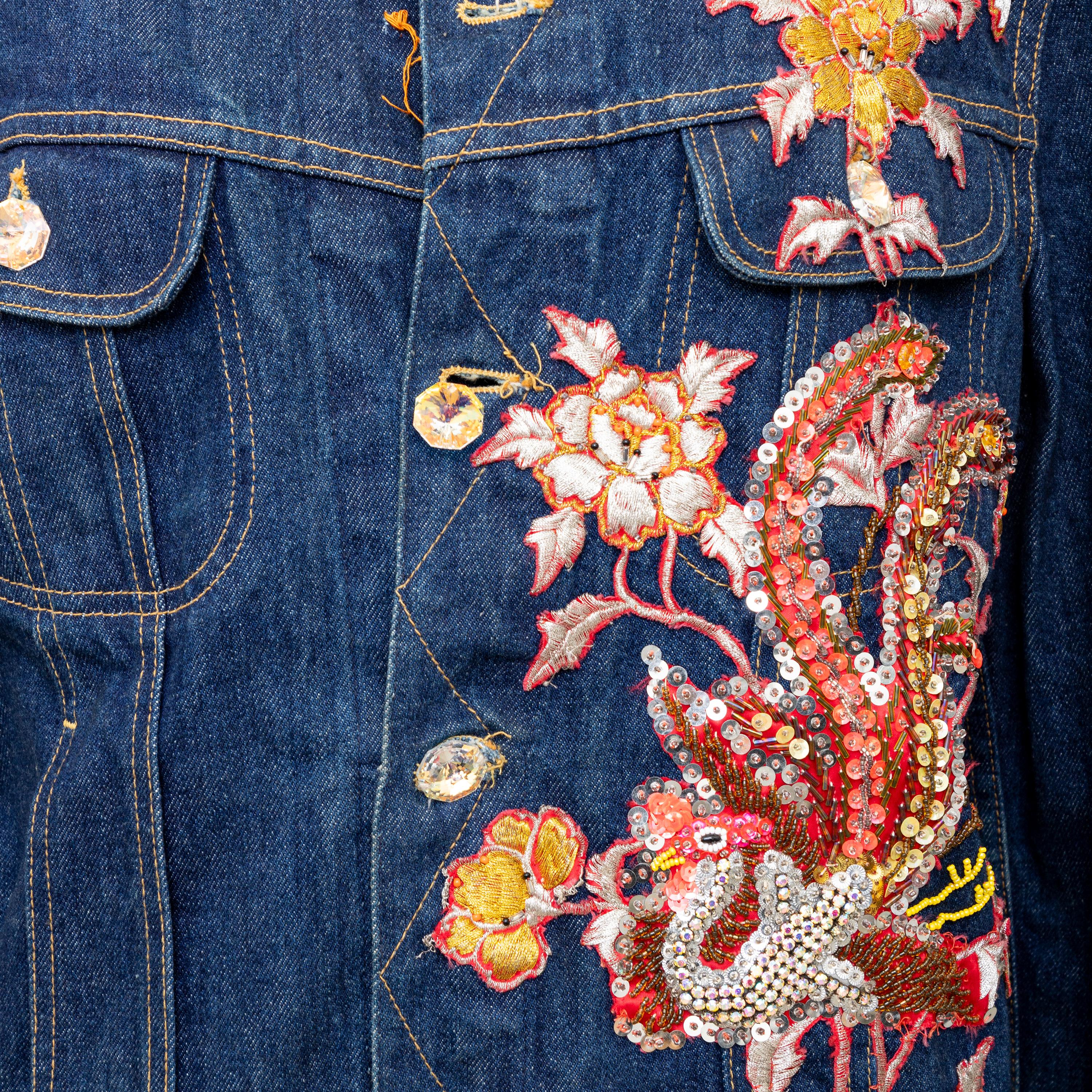 Lily Farouche Munich Embroidered Denim Jacket - '00s In Good Condition For Sale In Milano, IT