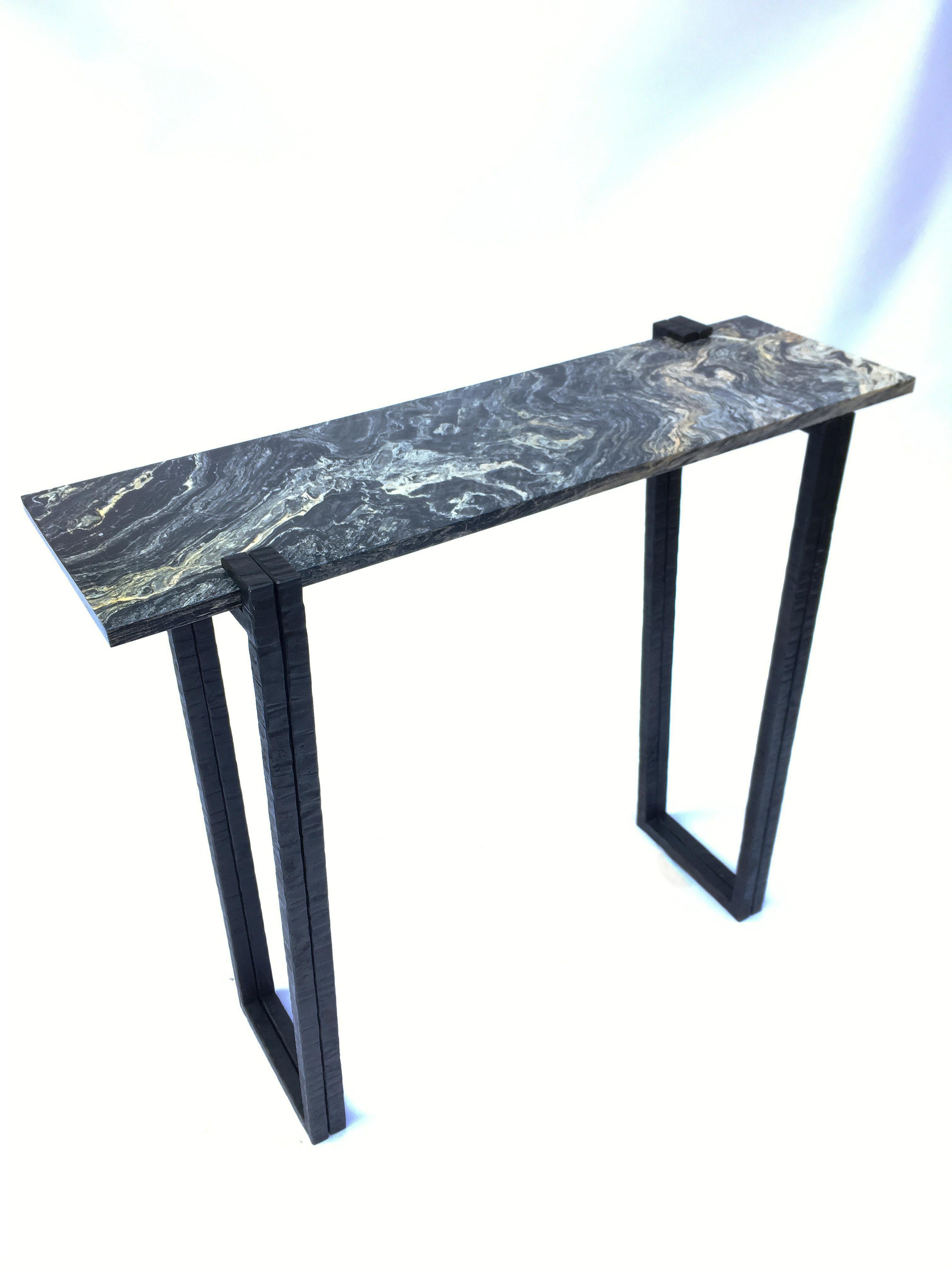 Modern Lily Glass Console, Signed by Stefan Leo For Sale