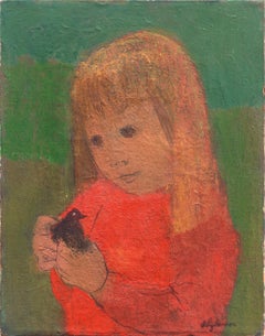 Vintage 'Girl Holding a Bird', Yale, Colarossi, Corcoran, Whitney, Metropolitan Museum