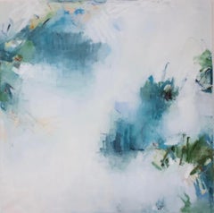 Happy in Hvar by Lily Harrington, Large Square Abstract Blue and Green on Canvas