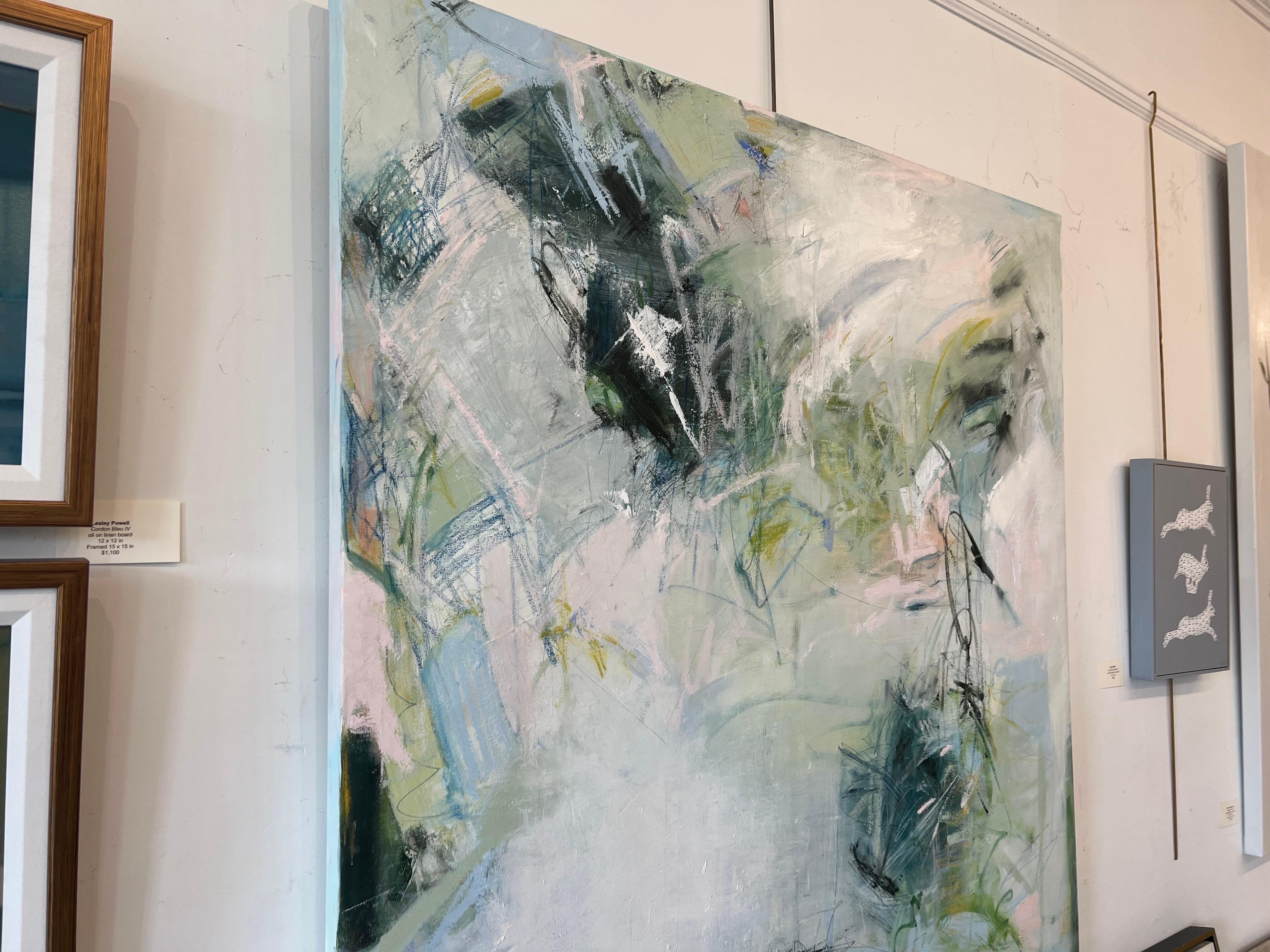 Lumina by Lily Harrington, Large Abstract Painting on Canvas, green and blue For Sale 3