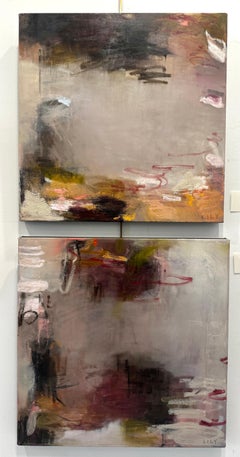 Rosy Cheeks I and II Contemporary Abstract Painting on Canvas by Lily Harrington