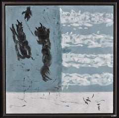 Grande peinture à l'huile abstraite moderniste du 20e siècle de Lily Huang
