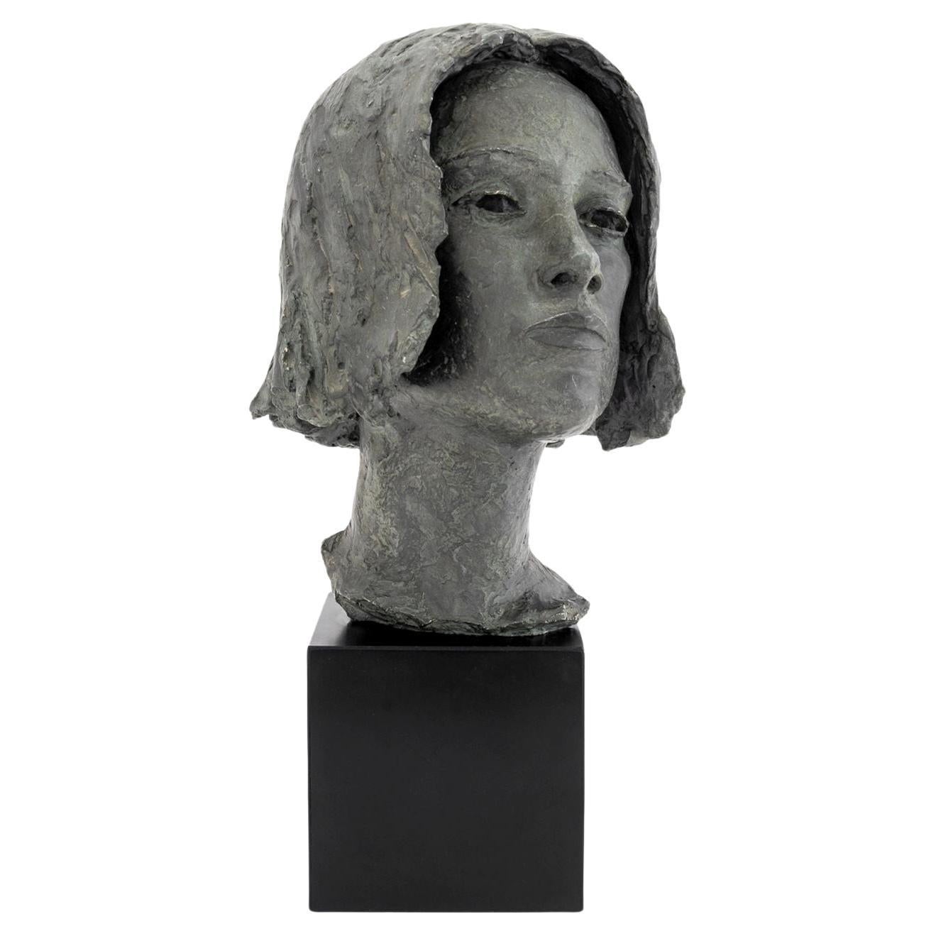 Lily Landis Bronzed Spelter Female Portrait Bust