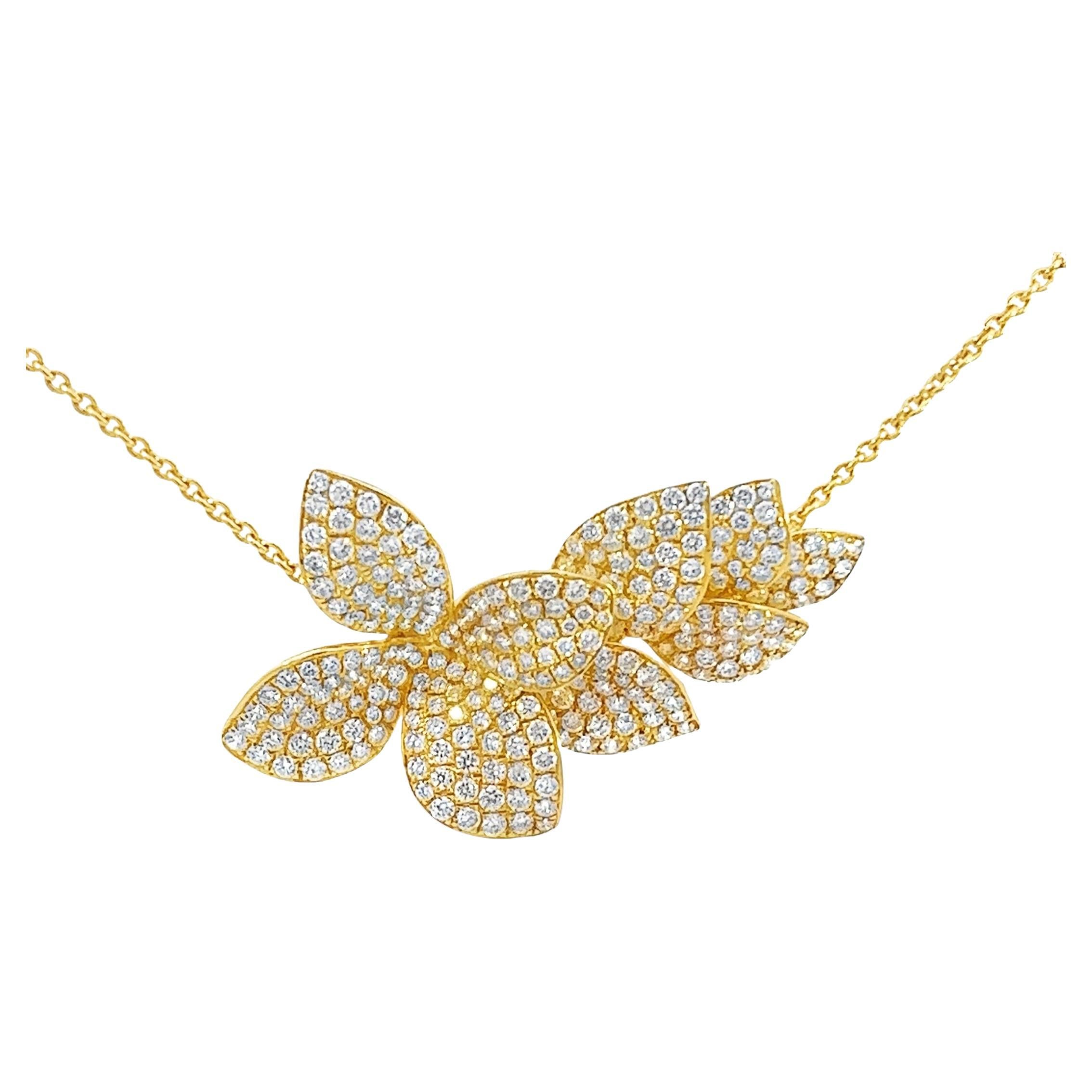 Lily Leaves Diamond Necklace For Sale