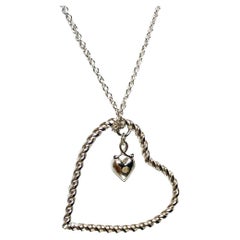 Used Lily & Lotty Silver Necklace with Open Heart Diamond Pendant