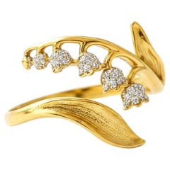 Lily of the valley 14k gold ring