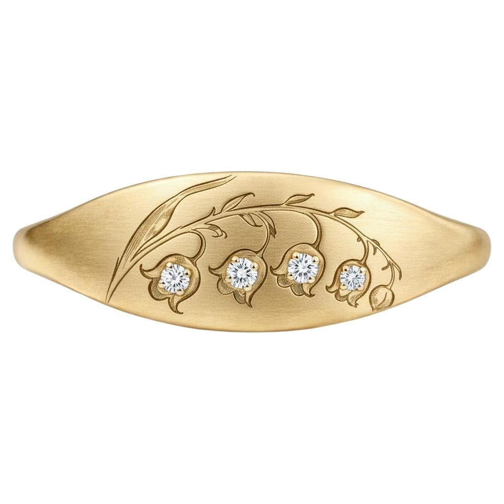 Im Angebot: Maiglöckchen Siegelring aus Silber, Gold, Botanik ()
