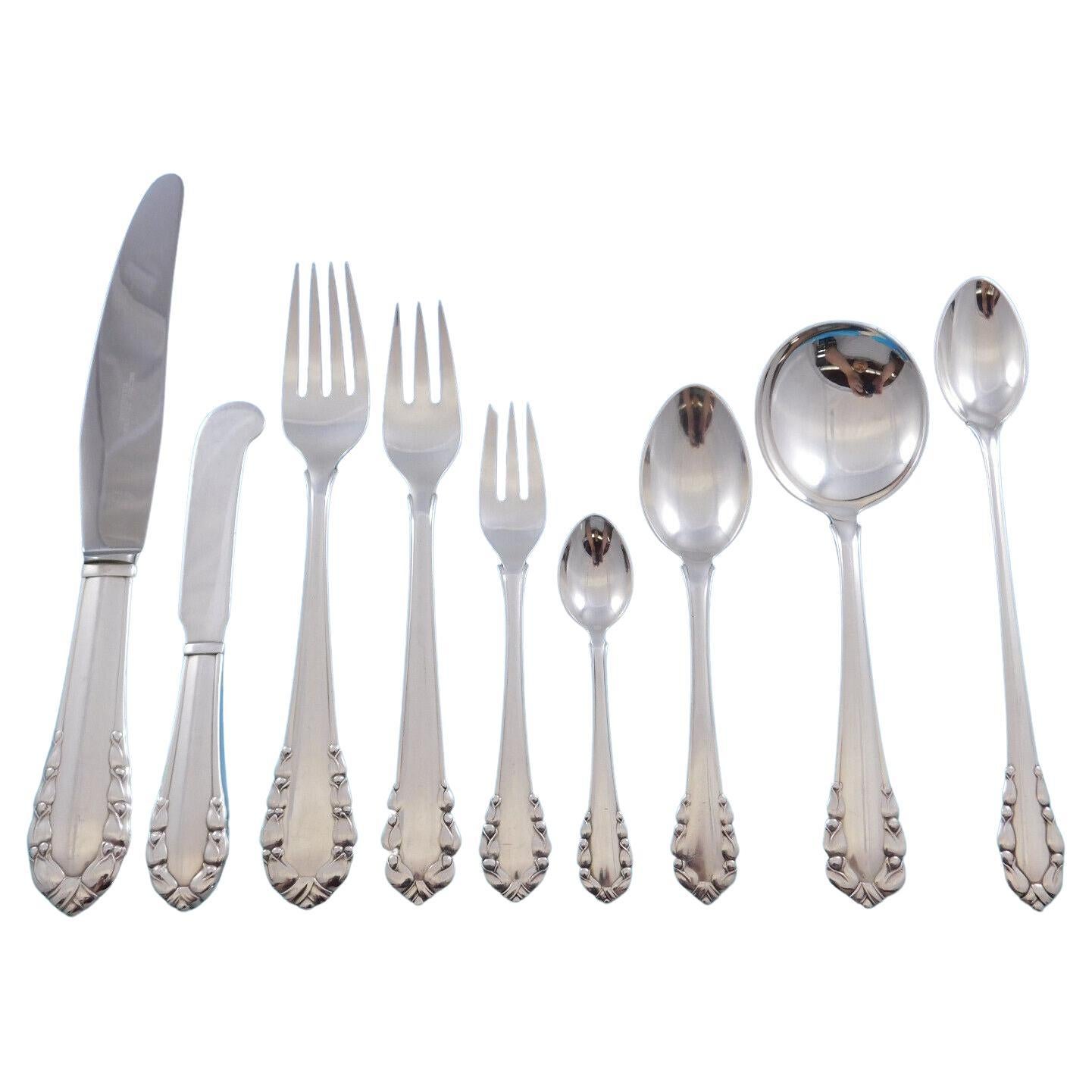 Lily of the Valley by Georg Jensen Sterling Silver Flatware Set Service 116 Pcs For Sale