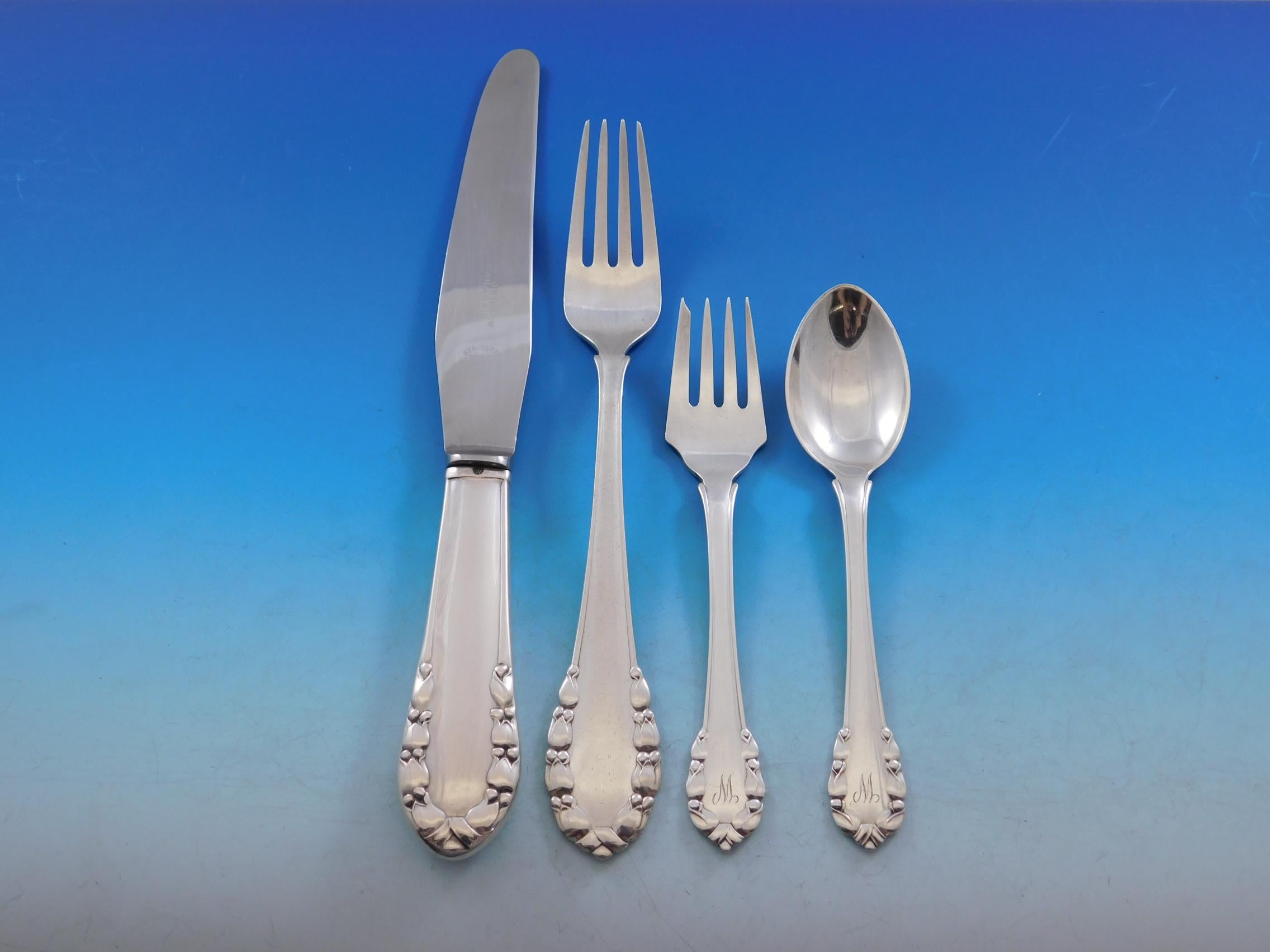 Lily of the Valley by Georg Jensen Sterling Silver Flatware Set Service 66 Pcs In Excellent Condition For Sale In Big Bend, WI