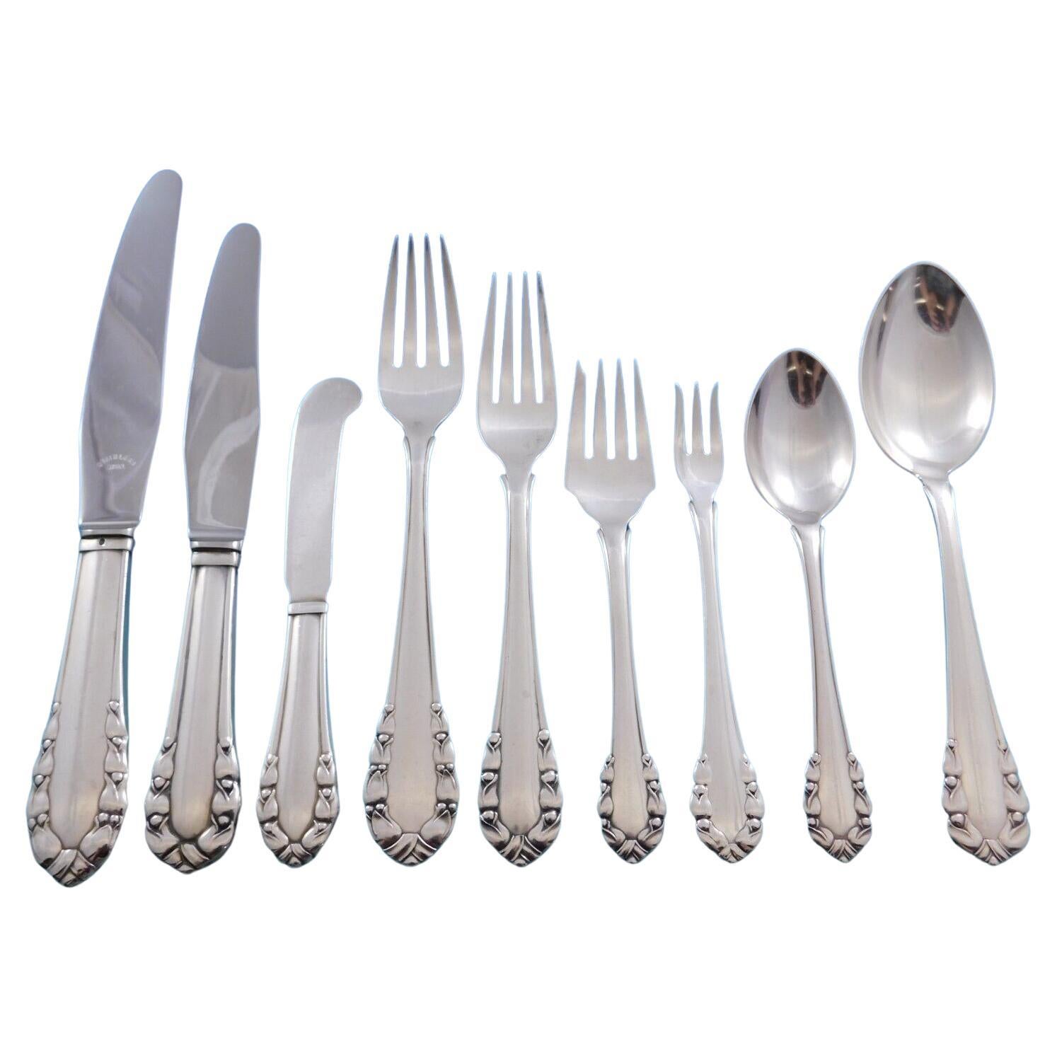 Service de couverts en argent sterling Lily of the Valley de Georg Jensen, 81 pièces en vente