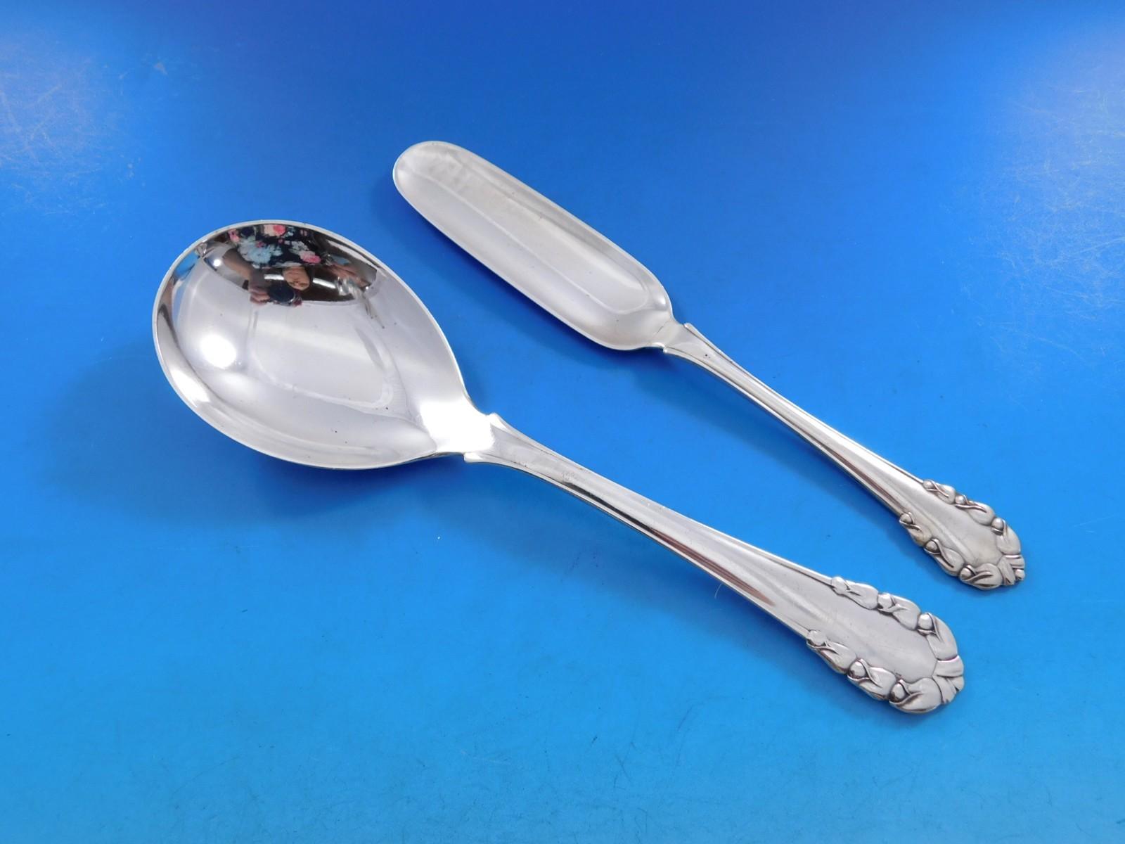 20th Century Lily of the Valley by Georg Jensen Sterling Silver Flatware Set Service 82 pcs For Sale