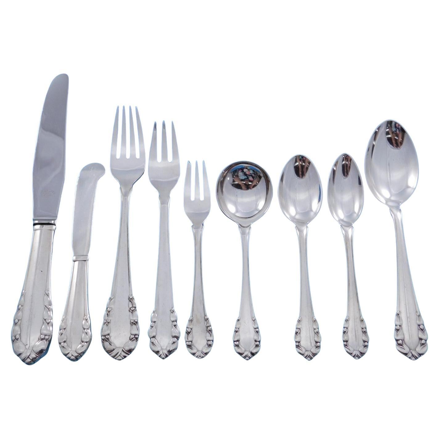 Lily of the Valley by Georg Jensen Sterling Silver Flatware Set Service 82 pcs For Sale