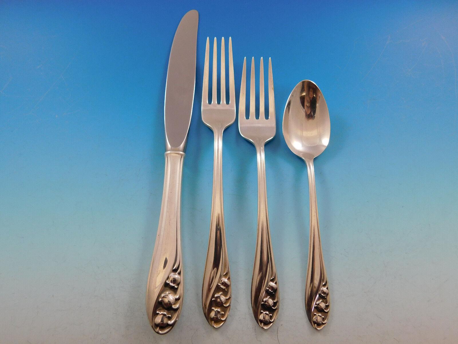 Set di posate in argento Sterling Lily of the Valley by Gorham 12 Servizio 102 Pezzi In condizioni ottime in vendita a Big Bend, WI