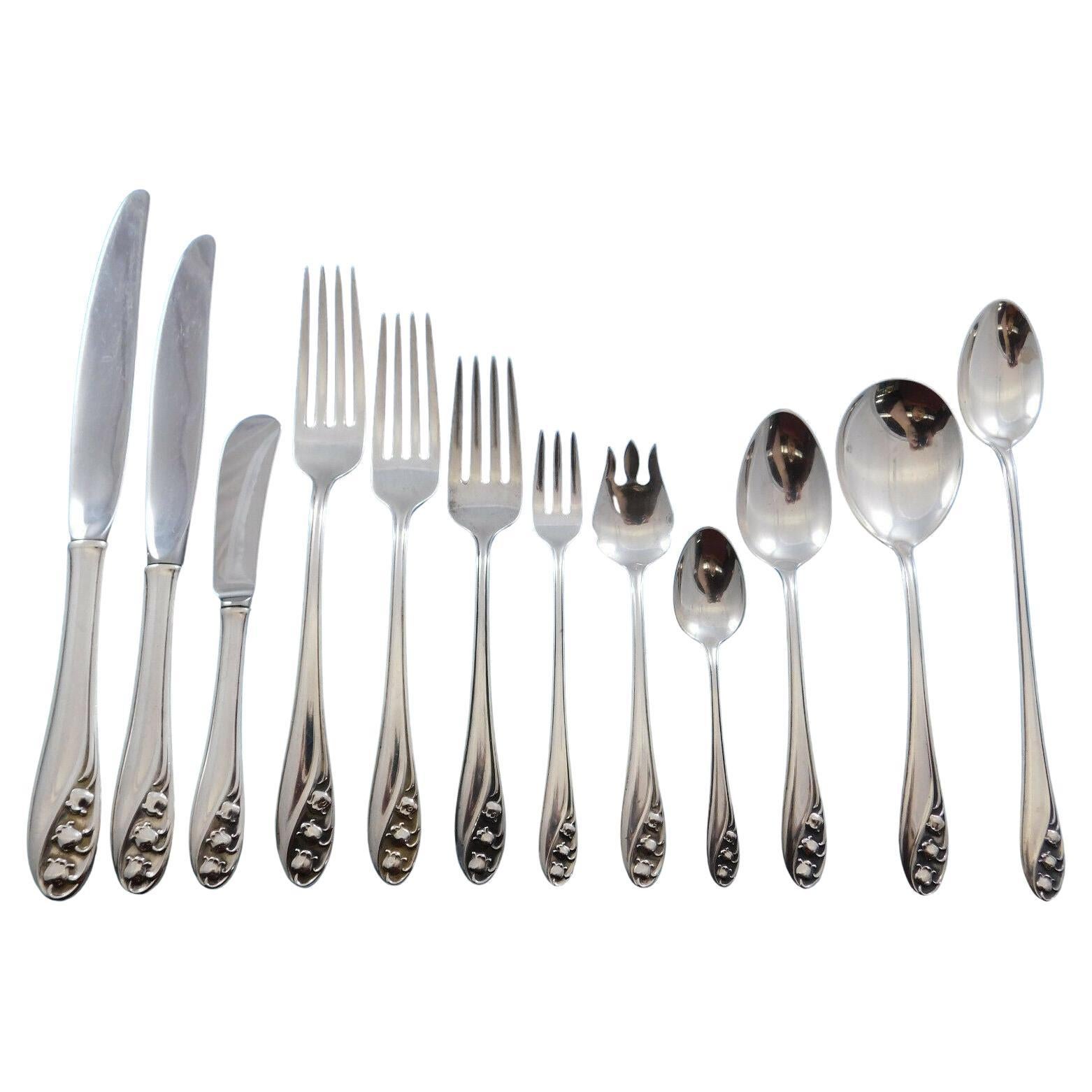 Lily by Whiting Set di posate in argento sterling per 12 persone Servizio  60 pezzi in vendita su 1stDibs