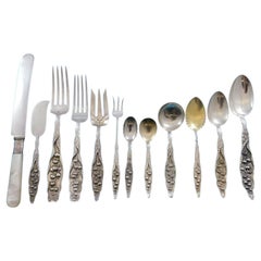Antique Lily of the Valley by Whiting Sterling Silver Flatware Service Set 98 Pcs Dinner