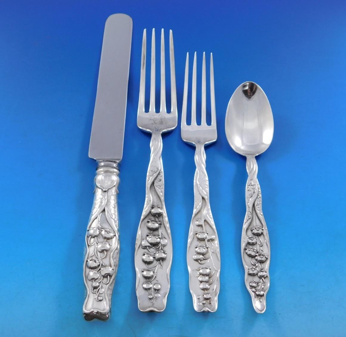Lily of the Valley by Whiting Sterling Silver Flatware Set Service 120 pc Dinner For Sale 6
