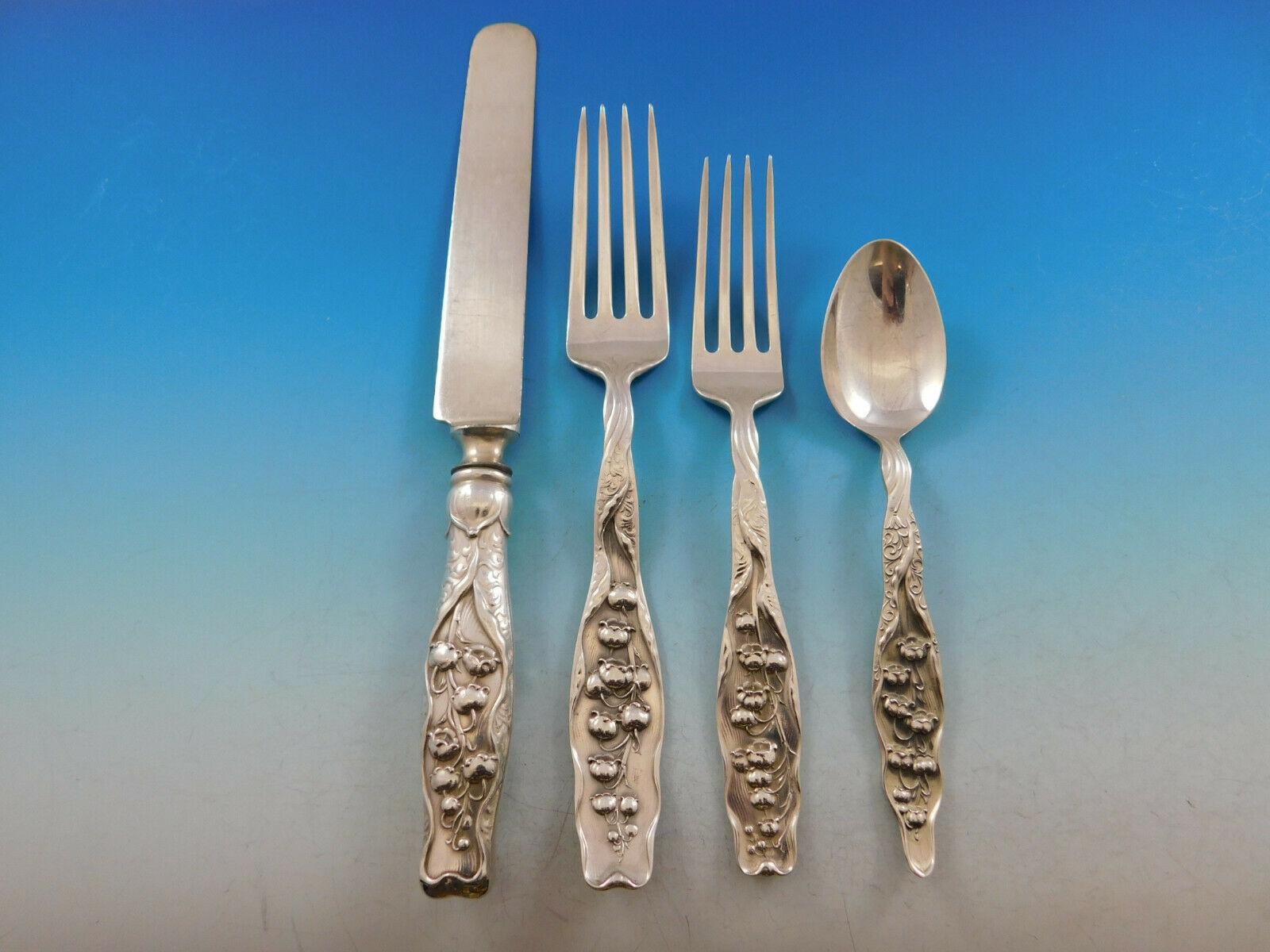 Lily of the Valley by Whiting Sterling Silver Flatware Set Service 80 Pcs Dinner In Excellent Condition In Big Bend, WI