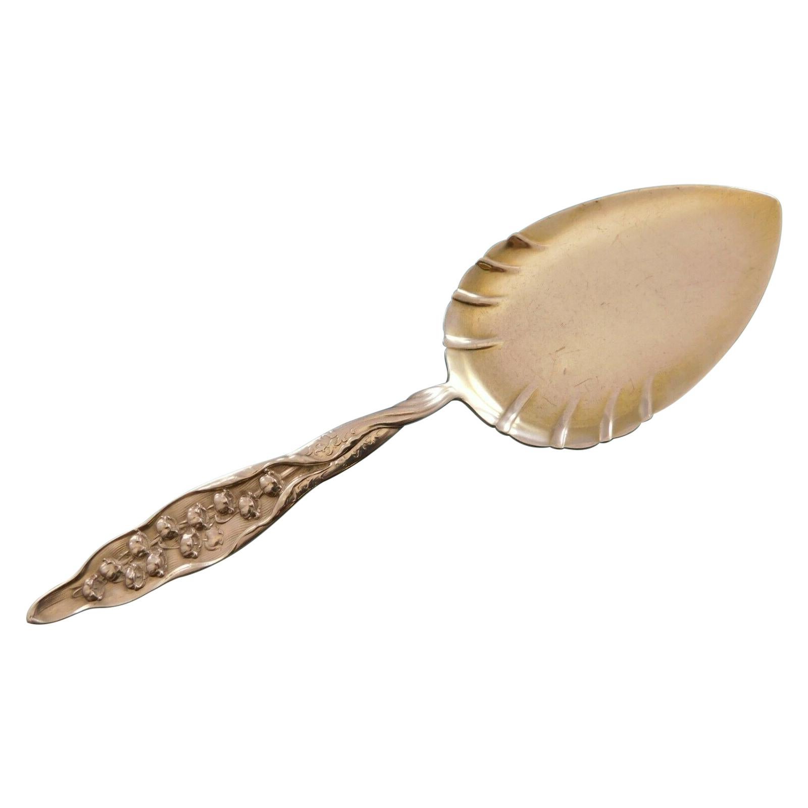 Lily of the Valley by Whiting Sterling Silver Pie Server Light Gold Wash