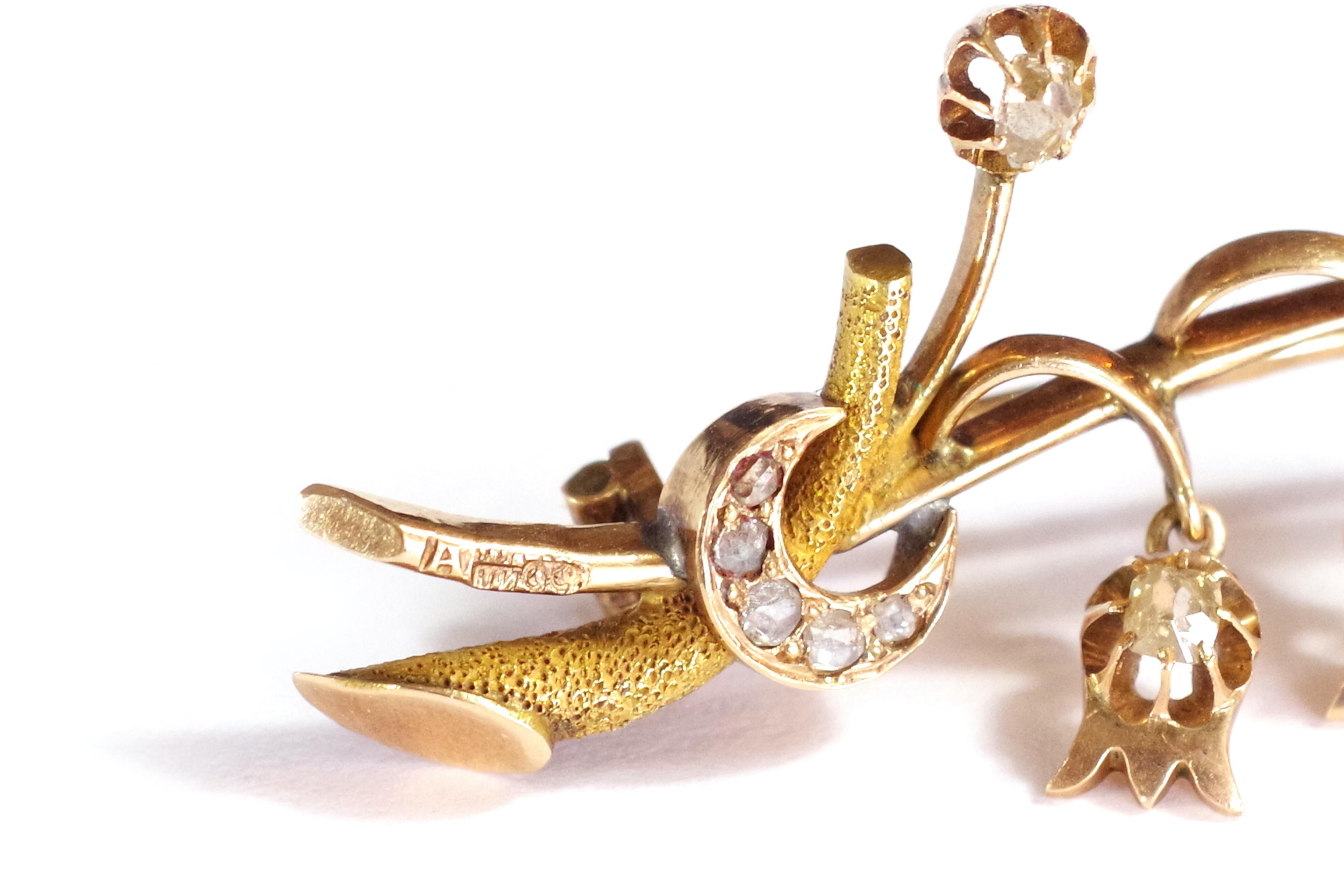Broche Ruso Lirio del Valle en Oro de 14k, Broche Ruso 2
