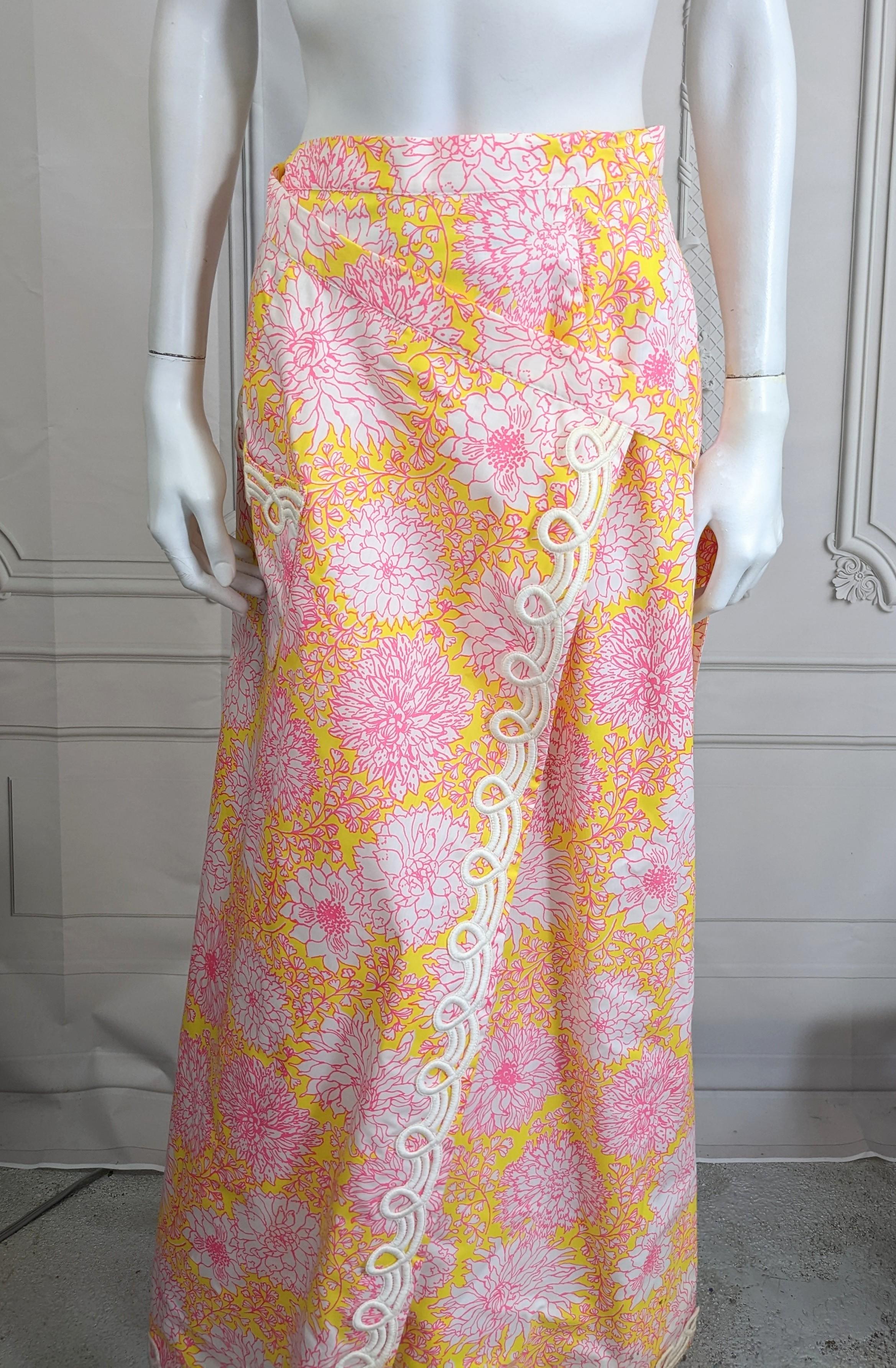 Lily Pulitzer Soutache Trimmed Wrap Skirt In Excellent Condition For Sale In New York, NY