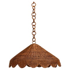 Lily Scalloped Pendant Shade, Hand-Woven Rattan, Country Style, UK