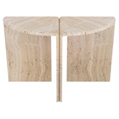 Lily Round Console Table in Honed Unfilled Navona Travertine by Fred&Juul