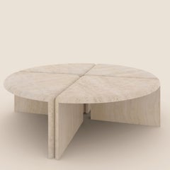 Lily Round Navona Travertine Coffee Table by Fred and Juul