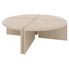 Lily Round Navona Travertine Coffee Table by Fred and Juul