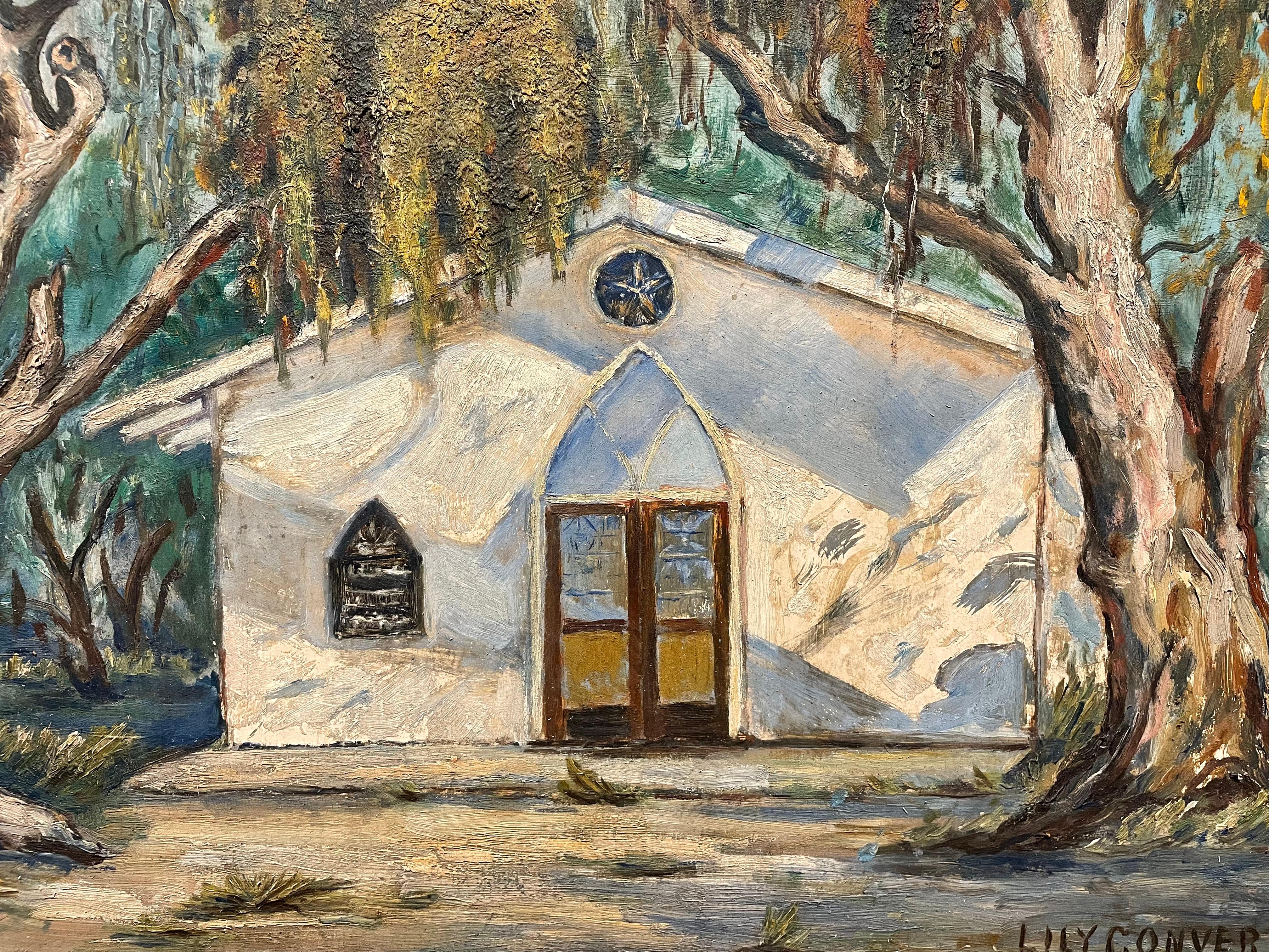 Peinture impressionniste vintage du Sud-Ouest (Californie ?), Lily S. Converse, vers 1940 en vente 2
