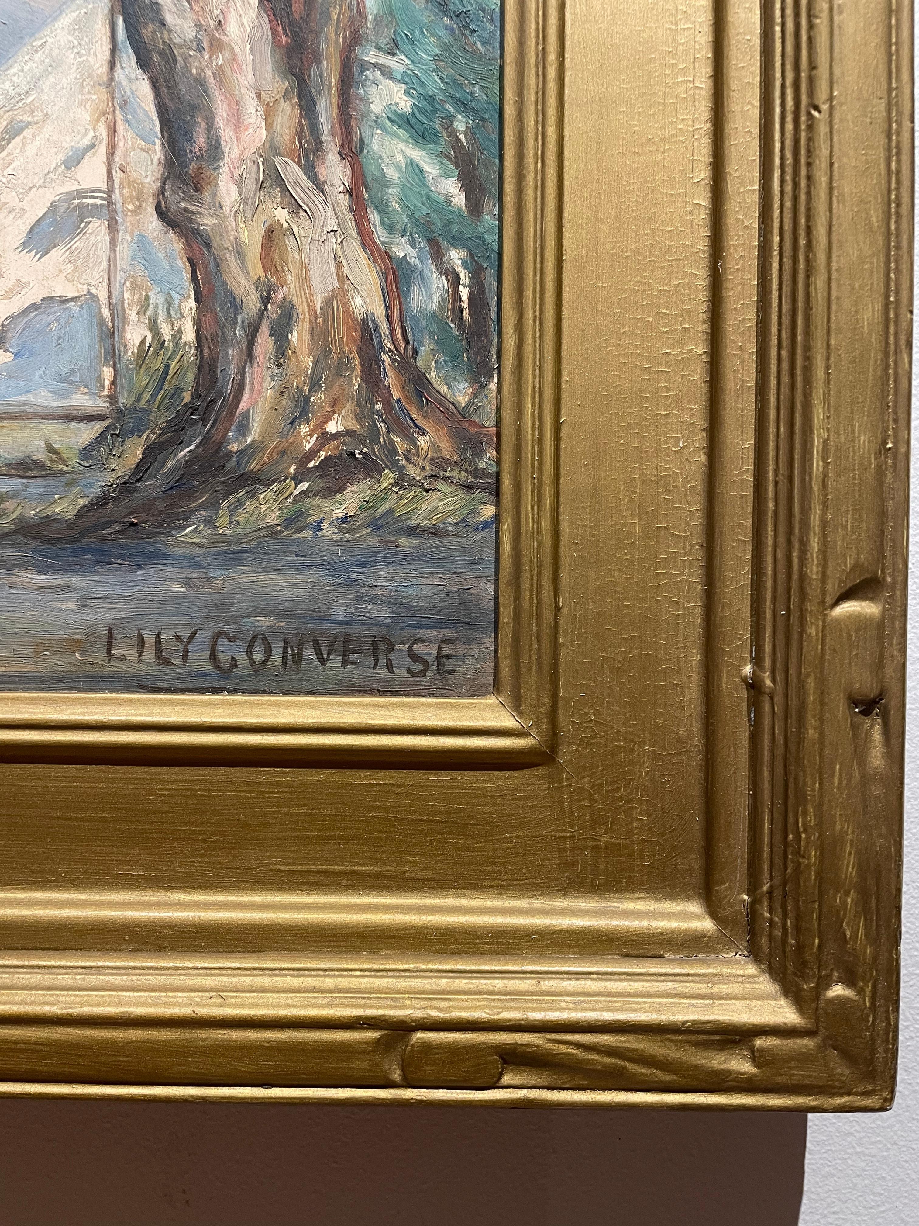 Peinture impressionniste vintage du Sud-Ouest (Californie ?), Lily S. Converse, vers 1940 en vente 3