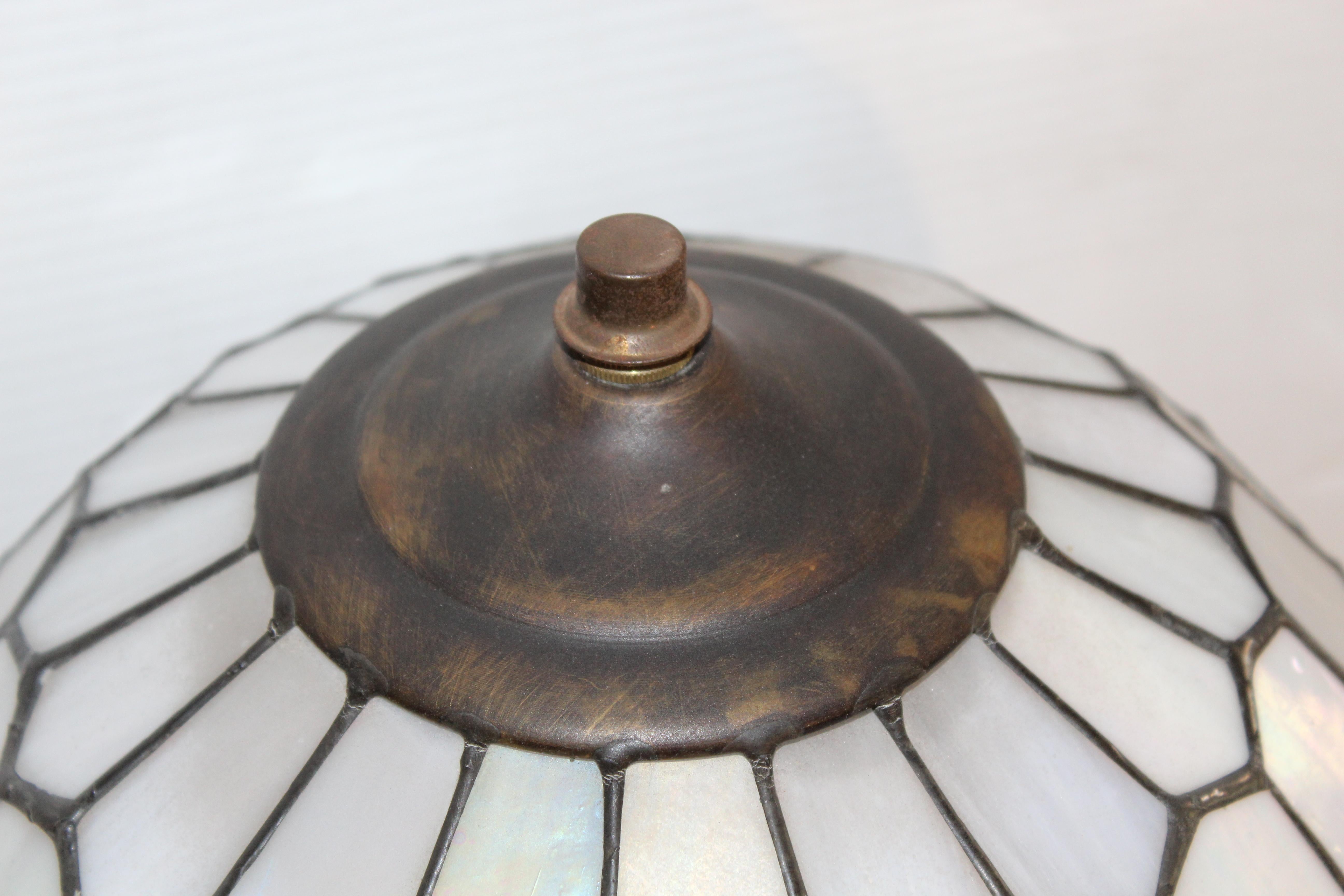 Metal Lily Shade Lamp attr John Morgan & Sons For Sale