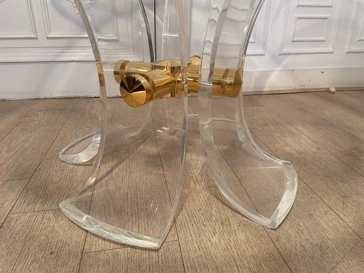 Glass Lily-Shaped Dining Table on Plexiglass from the 70s