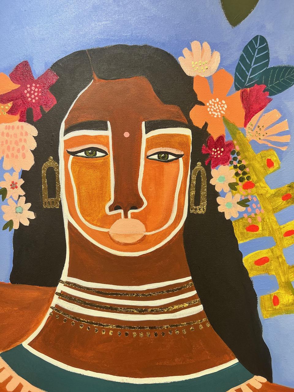 Lily Sol’s current work “Flower Goddess” is a symbol of blooming into her true self and honoring the divine femine energy within all of us. Through her paintings she is able to celebrate the fierce women in her life and shine light on the diverse