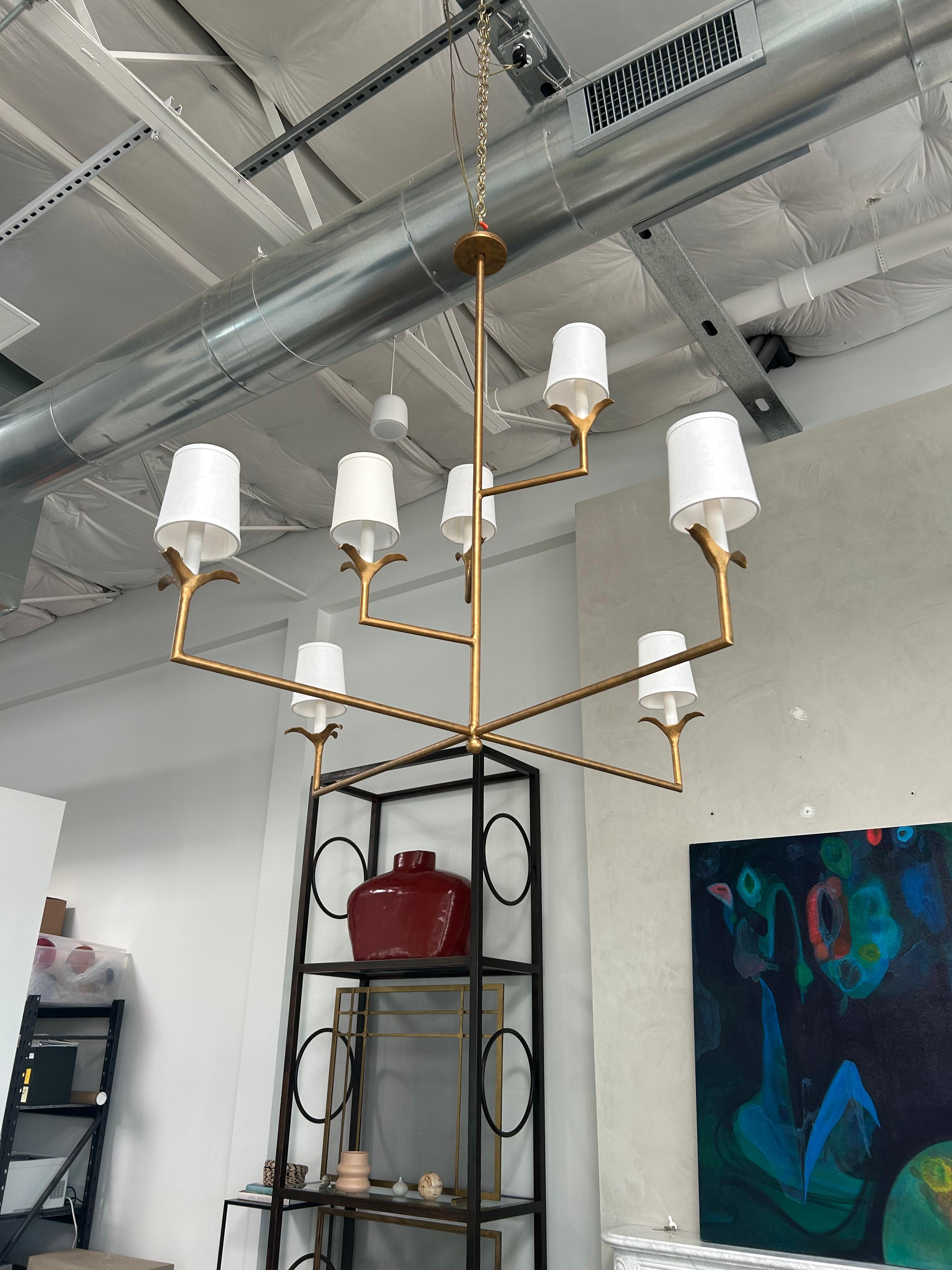 American Lily Stems Chandelier in Aged Gold - Ready To Ship For Sale