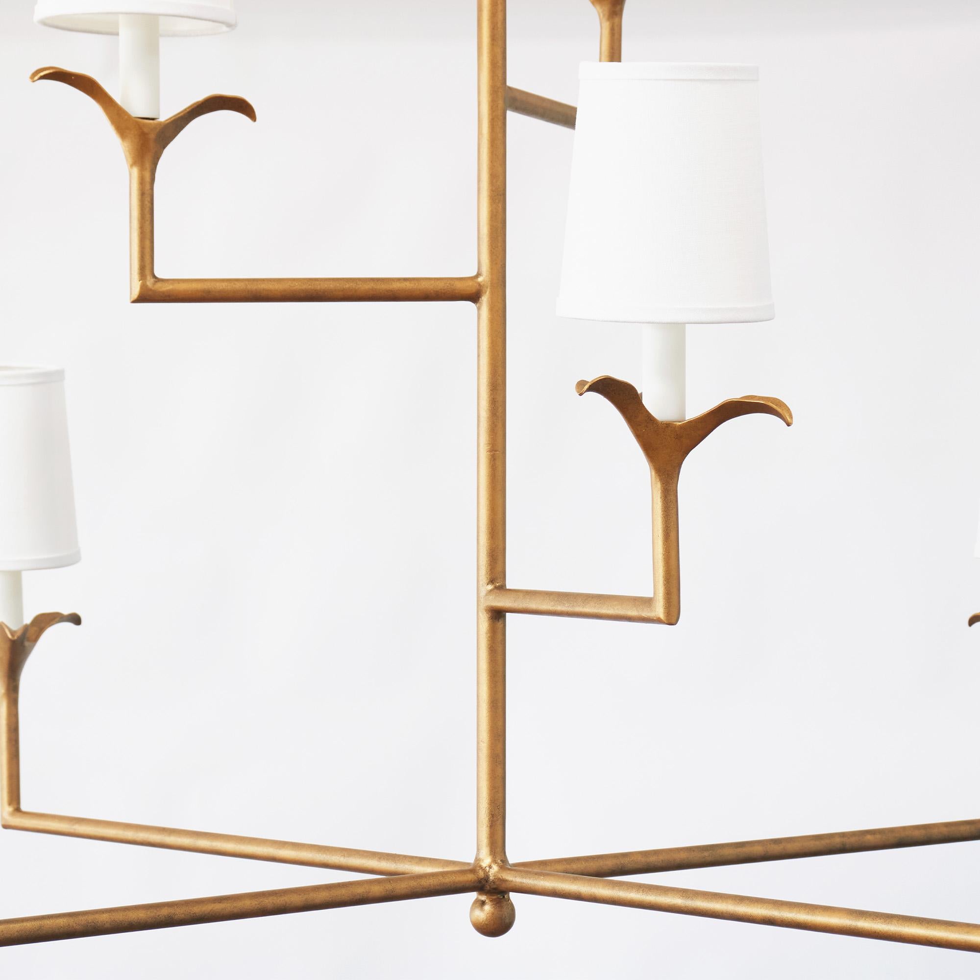 XXI secolo e contemporaneo Lampadario Lily Stems in argento invecchiato in vendita